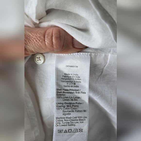 Madewell Striped V-Neck Midi Dress in 100% Linen - Picture 10 of 11